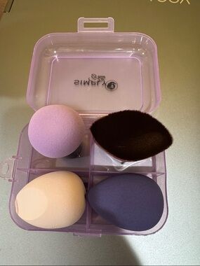 Simply Bella Makeup Sponge Set with Black Brush Pad - Multi-Color Beauty Sponges